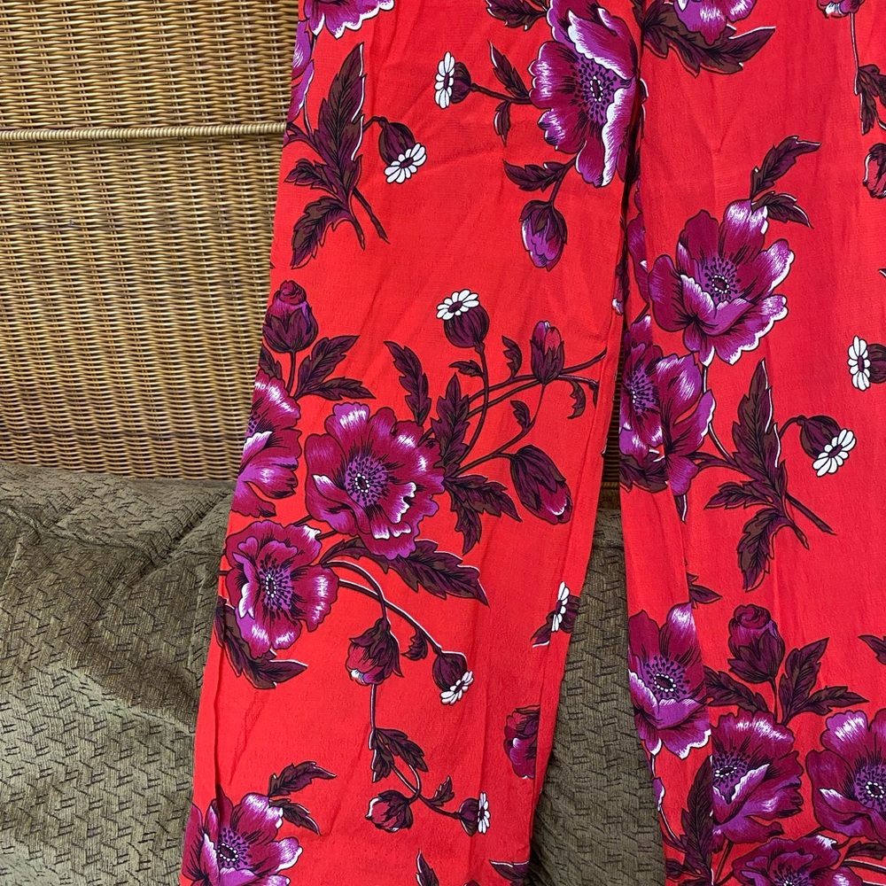 ETT:TWA ANTHROPOLOGIE flowy wide leg floral print flowy pants tie belt summer 8 - Picture 2 of 13